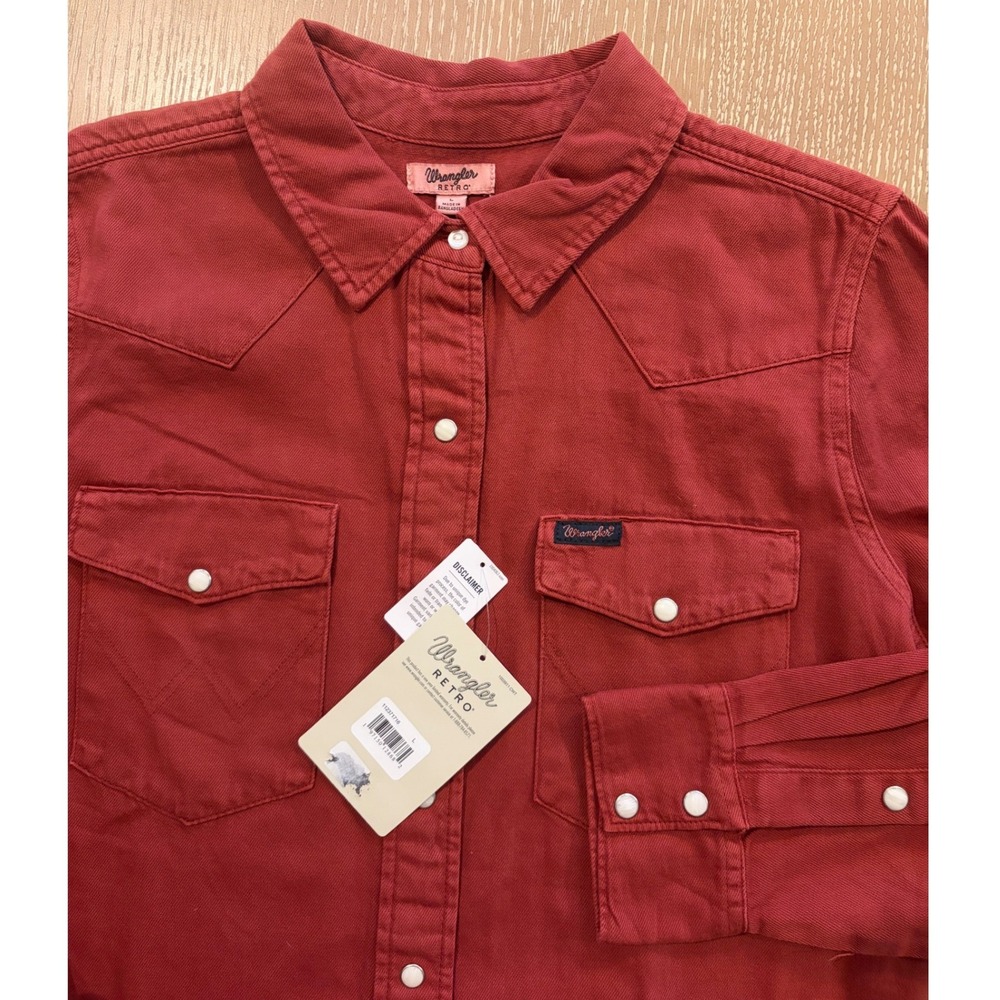 Wrangler Retro Womens Long Sleeve Western Snap Shirt Clay Red New Large